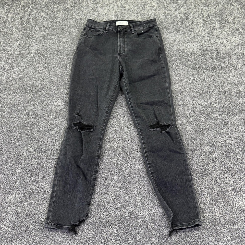 Abercrombie & Fitch Jeans Womens 10 Gray Skinny High Rise Distressed Ankle